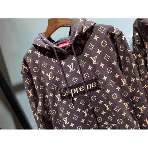 supreme louis vuitton brown hoodie|authentic louis vuitton supreme hoodie.